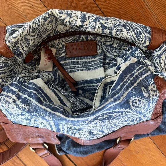 Lucky Brand Abbey Road Denim Crossbody Bag with Leather Trim - Picture 5 of 11